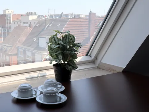 <p>Beobachten Sie die Dächer der Stadt bei einem Kaffee oder Tee in unserer Küche.</p>